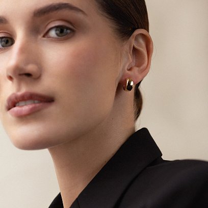 Серьги - кольца в желтом золоте с06952 №4