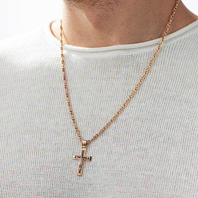 Золотий православний хрестик "Розп'яття" з емаллю п03974 №4