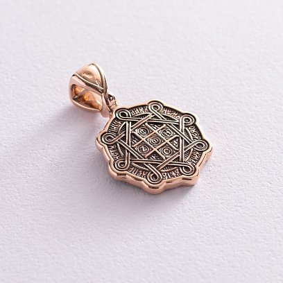 Золотая православная подвеска "Спас Нерукотворный. Молитва" п03637 №3