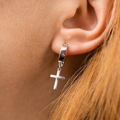 Срібні сережки "Хрестики" 123425 №3