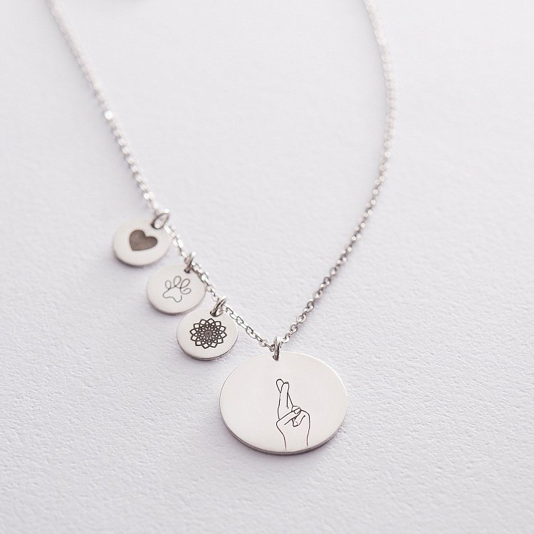 Срібне кольє з гравіюванням "Мій дім там, де моя сім'я" 18997 від ювелірного магазину Онікс - 2