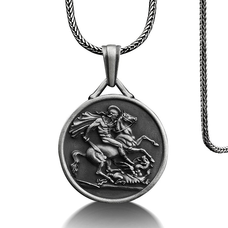 Срібний кулон "Георгій Переможець" (можливе гравіювання) 133180 від ювелірного магазину Онікс - 5