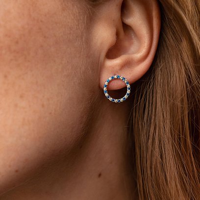 Серебряные серьги - пусеты с фианитами 064590 №5