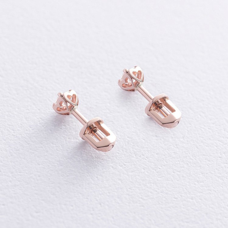 Золотые серьги - пусеты "Сердечки" с бриллиантами сб0395 от ювелирного магазина Оникс - 4