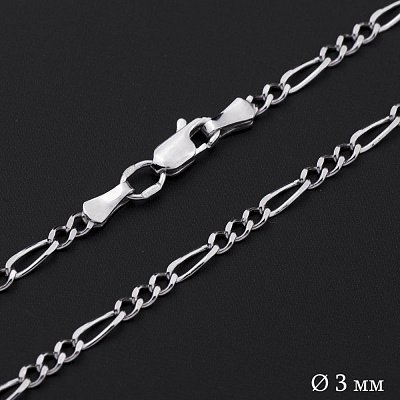 Серебряная родированная цепочка плетение Фигаро 3+1 Р010912