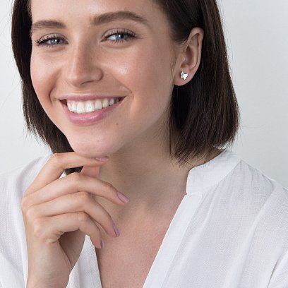 Золотые серьги-гвоздики с бабочками с06198 №3