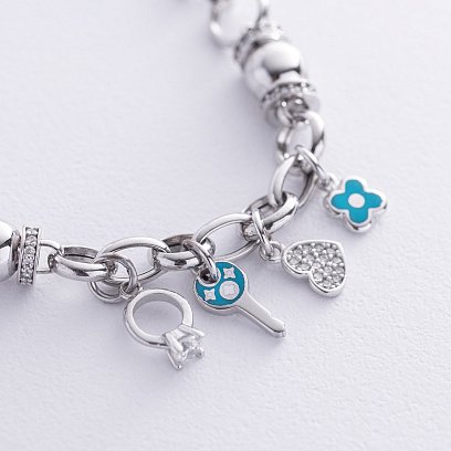 Золотой браслет с фианитами и эмалью б03430 №3