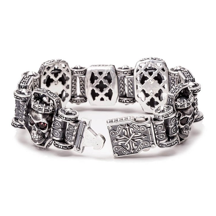 Срібний браслет "4 короля" з гранатовими вставками tlfourkings від ювелірного магазину Онікс - 1