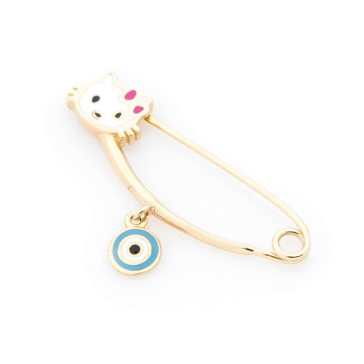 Золота шпилька "Hello Kitty і Око Фатіми" зак00255 від ювелірного магазину Онікс