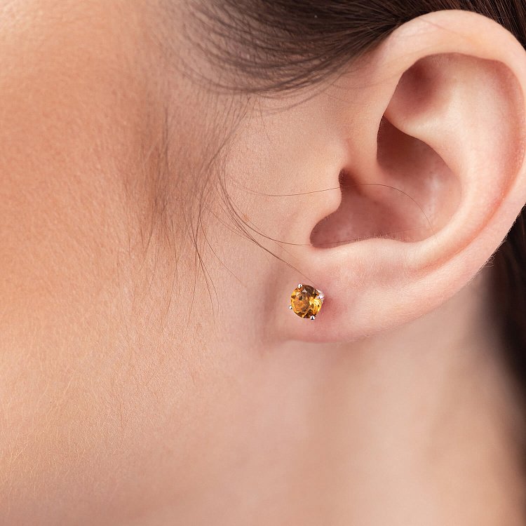 Золоті сережки - пусети з цитрином с08409 від ювелірного магазину Онікс - 3