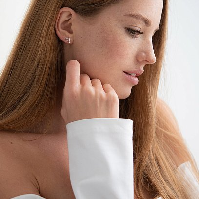 Серьги - пусеты "Сердечки" в серебре 122918 №3