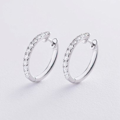 Золотые серьги - кольца с бриллиантами сб0338ri