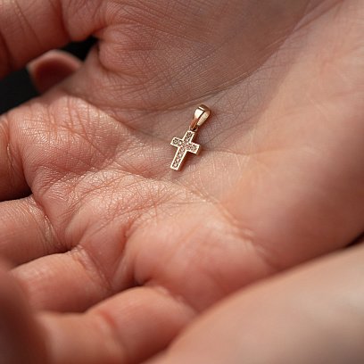 Золотий дитячий хрестик (фіаніт) п03284 №3