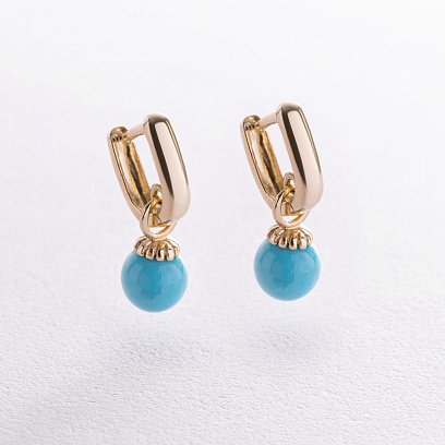 Сережки з бірюзою (жовте золото) с08547