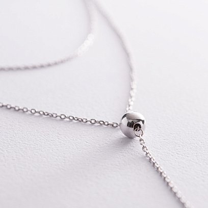 Серебряное колье - галстук с шариками 908-01398 №4