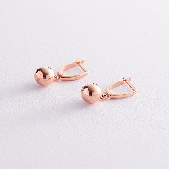 Серьги "Шарики" в красном золоте с02999