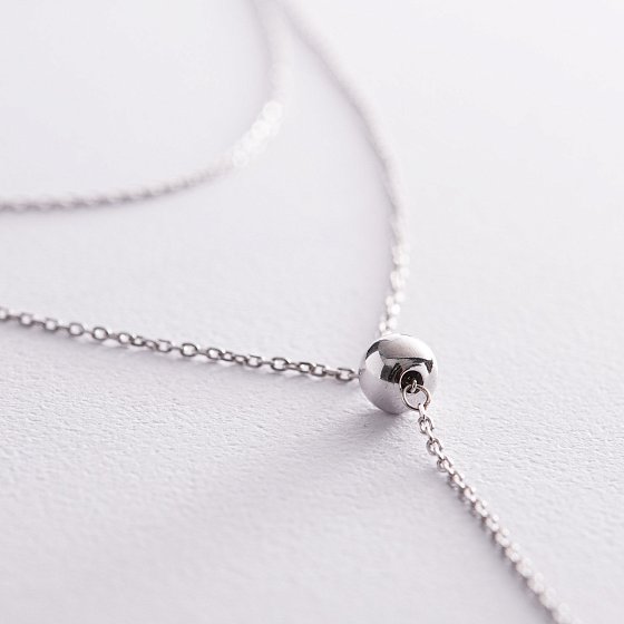 Серебряное колье - галстук с шариками 908-01398 №4