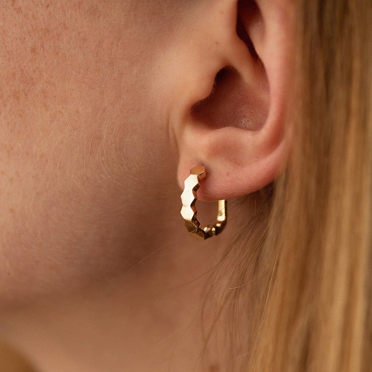 Серьги из желтого золота на английской застежке с06386 от ювелирного магазина Оникс - 3