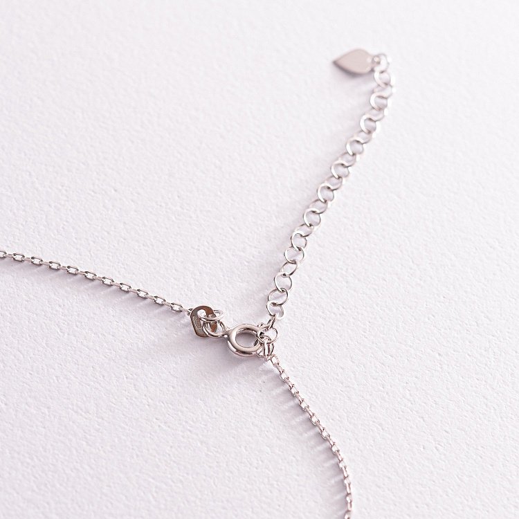 Серебряное колье - галстук с фианитами 181160 от ювелирного магазина Оникс - 3