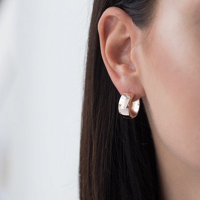 Золотые серьги - кольца без камней с01677 №3