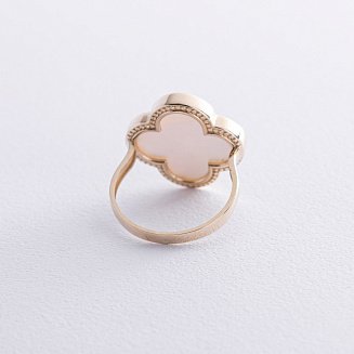 Кольцо "Клевер" в желтом золоте (перламутр) к07985 №4
