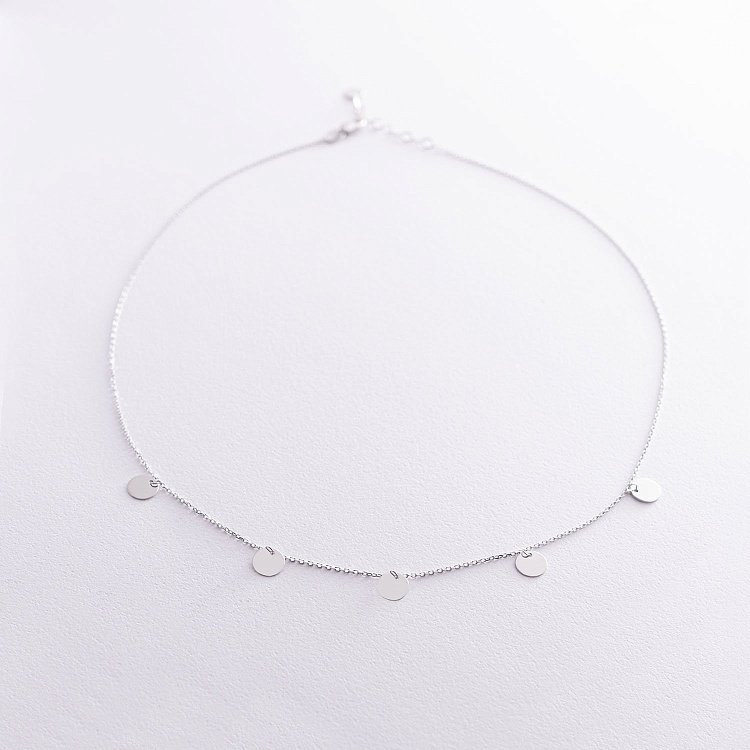 Кольє "Монетки" в білому золоті (5 шт) кол01433 від ювелірного магазину Онікс