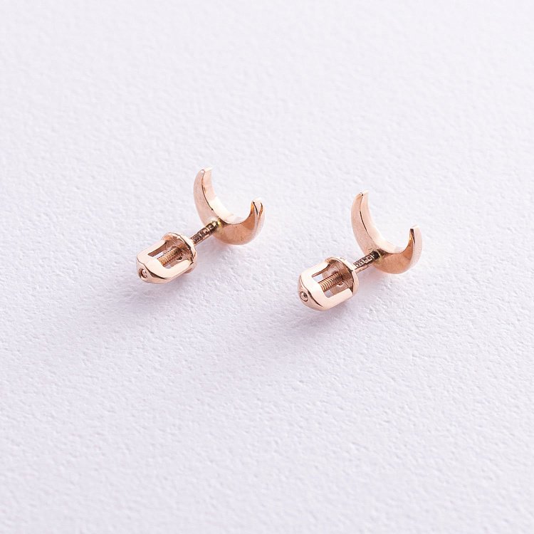 Серьги - пусеты "Луна" в красном золоте с06963 от ювелирного магазина Оникс - 3