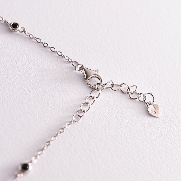 Срібне кольє з чорними фіанітами 181155 від ювелірного магазину Онікс - 4