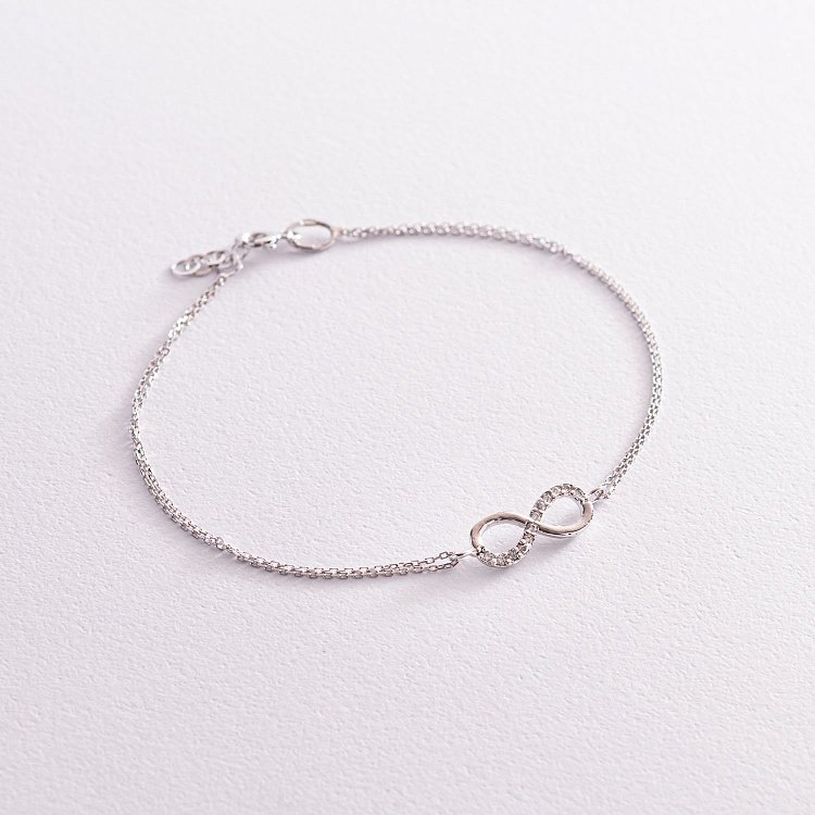 Браслет "Нескінченність" в білому золоті (фіаніти) б04853 від ювелірного магазину Онікс