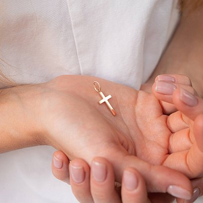 Крестик в красном золоте п03699 №4