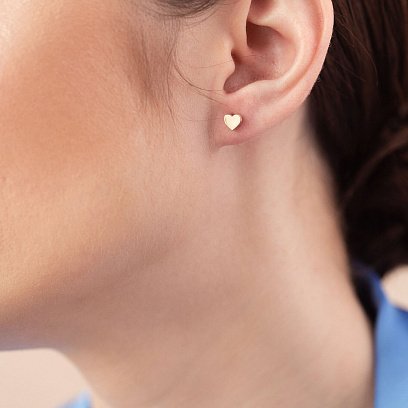 Серьги - пусеты "Сердечки" в желтом золоте с08345 №8