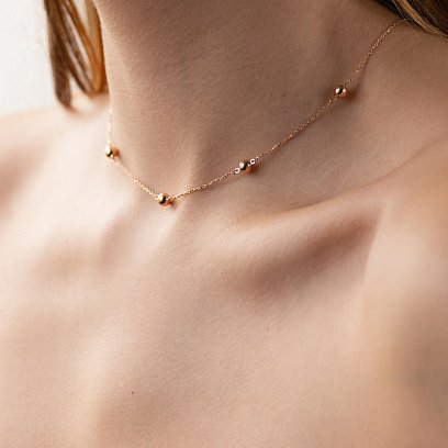 Кольє - краватка 2 в 1 "Кульки" у червоному золоті кол02066 №3