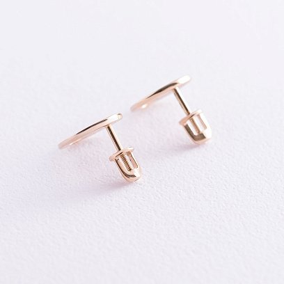 Серьги - пусеты "Искренность" в красном золоте с06974 №5