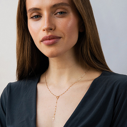 Золотое колье "Розарий" с крестиком и ладанкой кол01154 №2