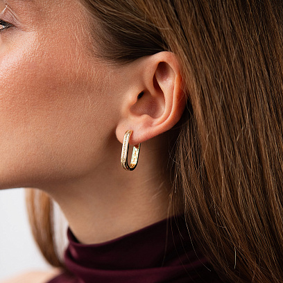 Сережки "Jenny" з фіанітами (жовте золото) с09579