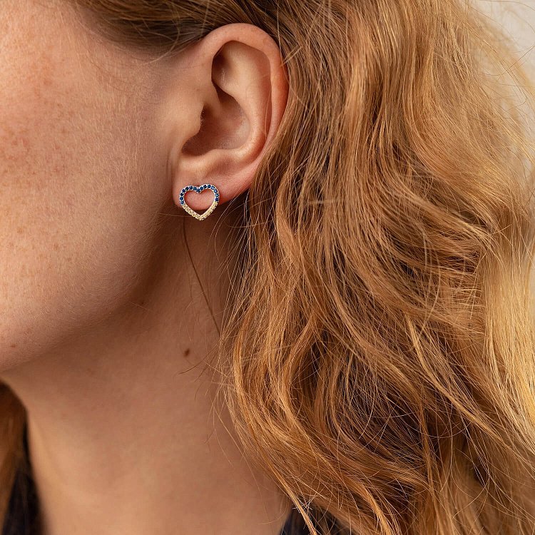 Срібні сережки - пусети "Сердечки" з фіанітами  OR121290 від ювелірного магазину Онікс - 3