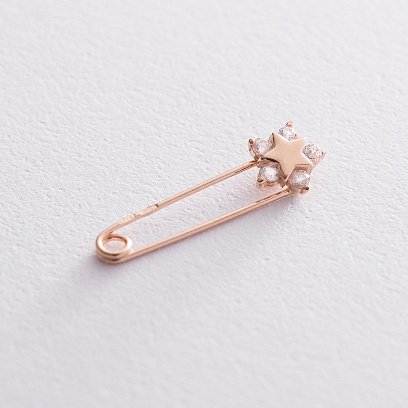 Золотая булавка "Звездочка" (фианиты) зак00296