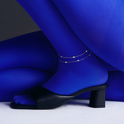 Серебряный браслет с фианитами на ногу 905-01593 №4