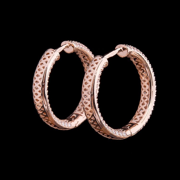 Золоті сережки "Кільця" з фіанітами с03792 від ювелірного магазину Онікс - 4