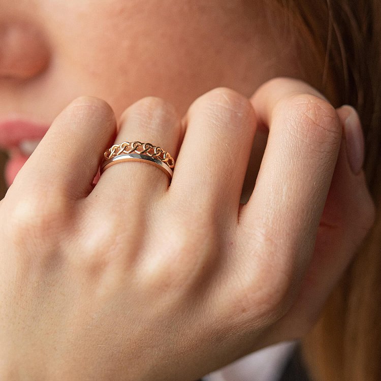 Золотое кольцо "Сердечки" к07083 от ювелирного магазина Оникс - 1