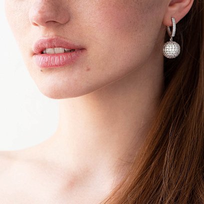 Золоті сережки "Елегантність" з фіанітами с06808 №2