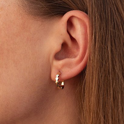 Серьги из желтого золота на английской застежке с06386 №2