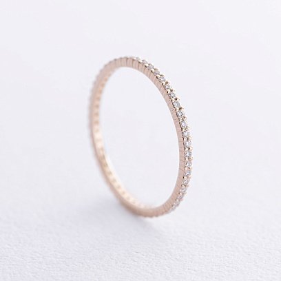 Каблучка з доріжкою діамантів (жовте золото) 217843121