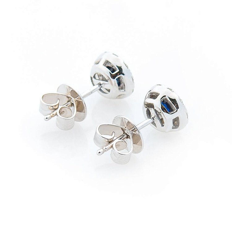 Золотые серьги-пусеты с синими сапфирами и бриллиантами с180 от ювелирного магазина Оникс - 3