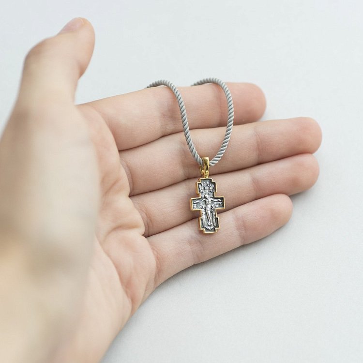 Серебряный крестик с позолотой "Распятие. Икона Божией Матери "Млекопитательница" 131689 - 2 Серебряный крестик с позолотой "Распятие. Икона Божией Матери "Млекопитательница" 131689 от ювелирного магазина Оникс - 2