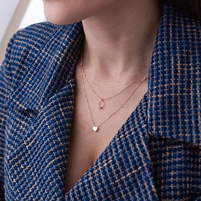 Золотое колье с помолвочным кольцом и сердцем (фианит) кол01863 №2