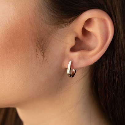 Сережки з кільцями в червоному золоті (фіаніти) с06460 №3