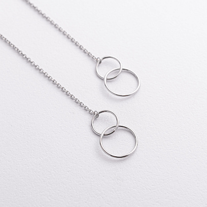 Серебряные серьги - пусеты "Кольца на цепочке" 40013 №2