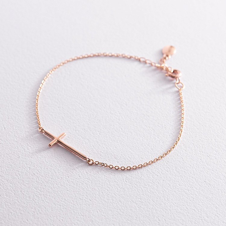 Браслет "Крестик" в красном золоте з2081 от ювелирного магазина Оникс - 5