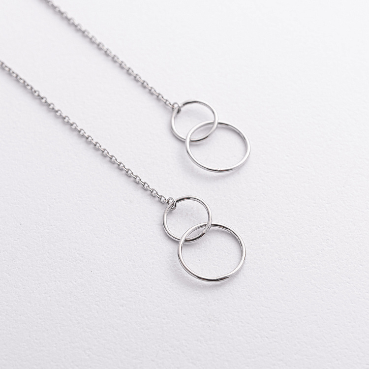 Серебряные серьги - пусеты "Кольца на цепочке" 40013 от ювелирного магазина Оникс - 1